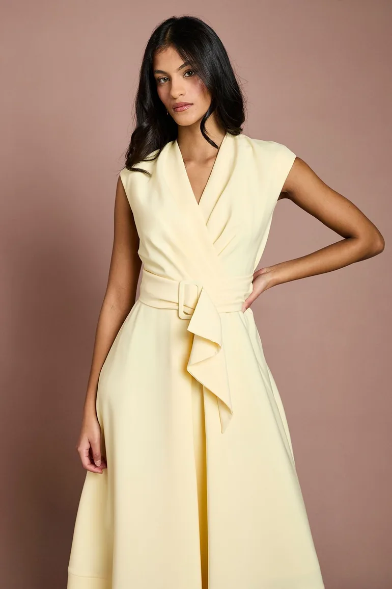 Petite Belted Crepe Dress - 1