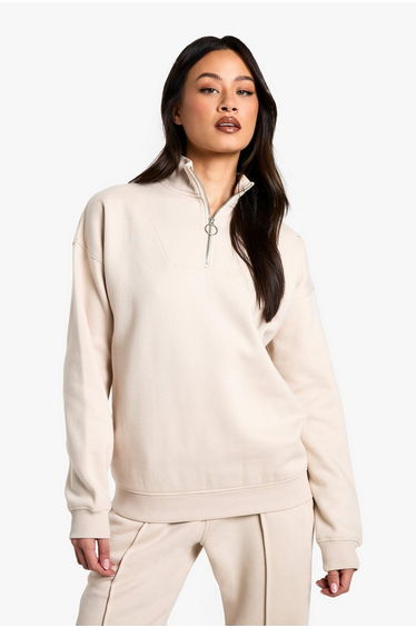 Tall O Ring Detail Half Zip Sweatshirt