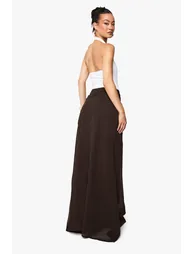 Tall Chiffon Puddle Hem Maxi Skirt - chocolate - 1