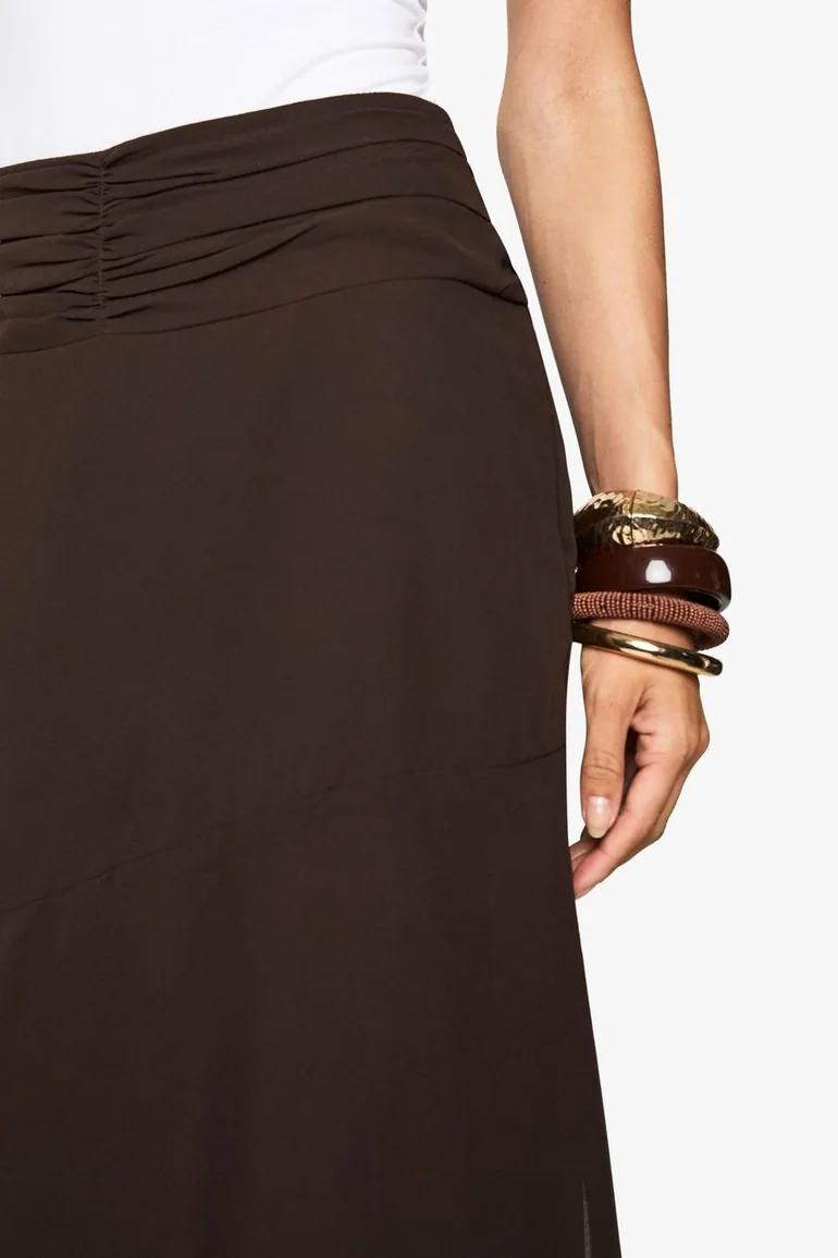 Tall Chiffon Puddle Hem Maxi Skirt - chocolate - 3