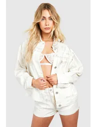 Gold Coated Metallic Oversized Denim Jacket