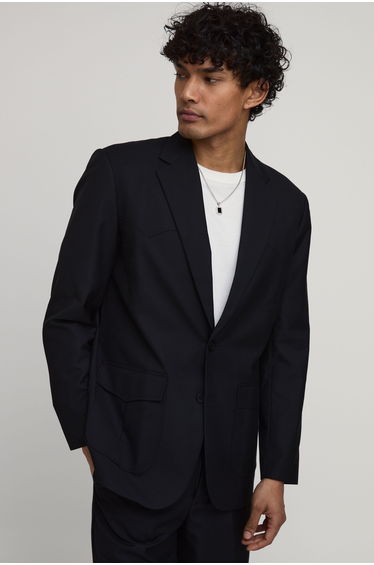 Straight Fit Western Detail Blazer - black