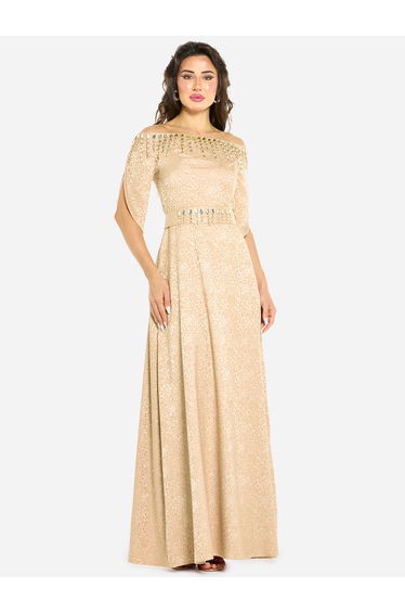 Women Embellished Off Shoulder Gown Dress
