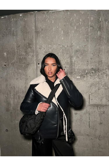 Black-Cream Biker-Jacket