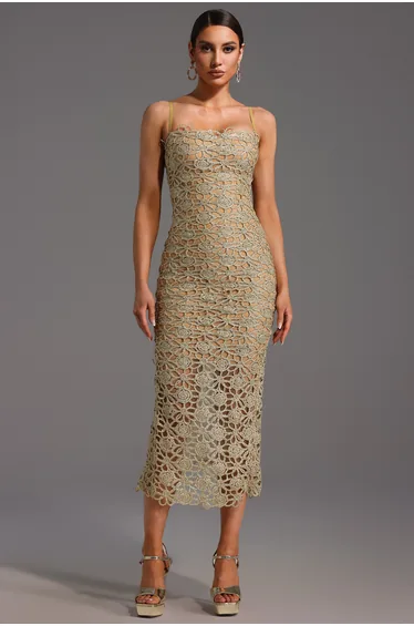 Lelia Sleeveless Hollow Out Slit Midi Dress