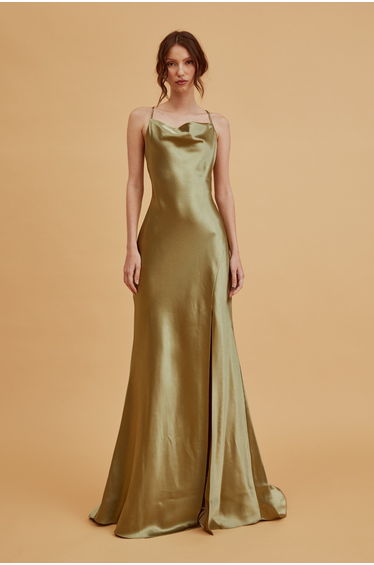 Pippa Sage Green Bridesmaid Cowl-Neck Slip Dress