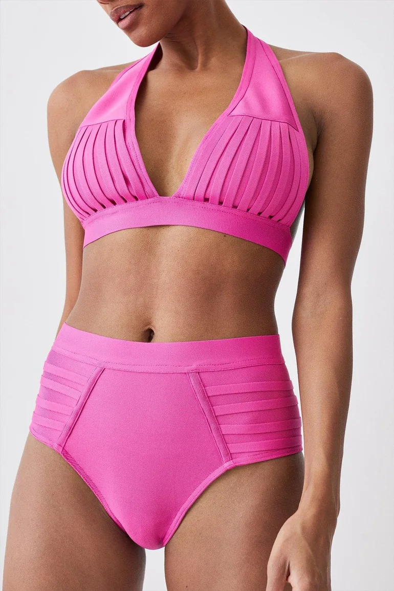 Bandage Sheer Stripe Bikini Bottoms - 2