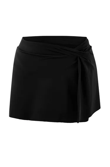 Black*001 Plain Shorts Regular Waist Bikini Bottoms