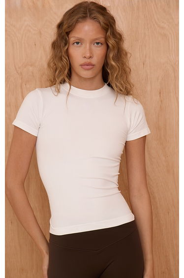 White Seamless Logo Gym Long Top