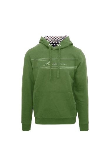 Aquascutum Mens Signature Regular Hoodie - Military Green