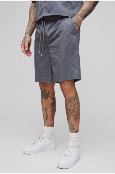Tall Satin Jacquard Shorts - charcoal