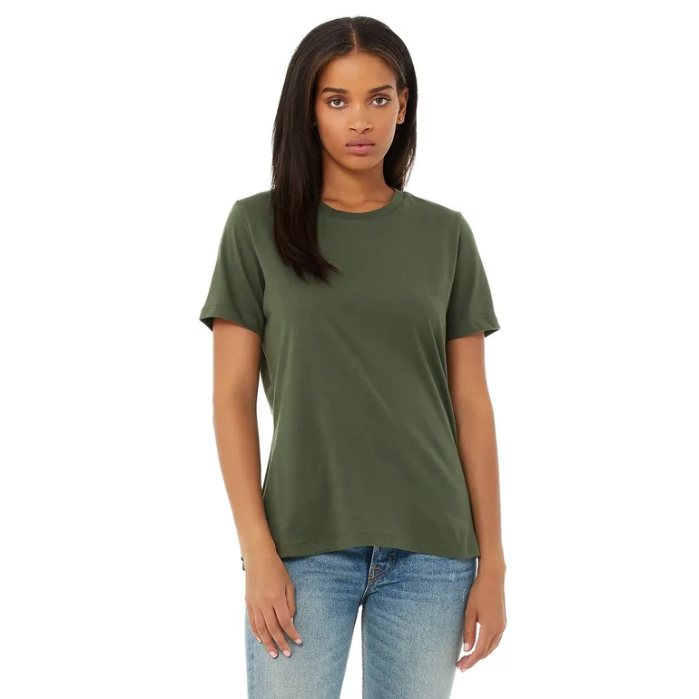Bella + Canvas Womens/Ladies Jersey Short-Sleeved T-Shirt - Military Green - 3