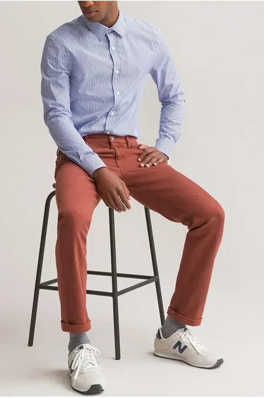 Striped Cotton Shirt in Slim Fit with Classic Collar and Long Sleeves