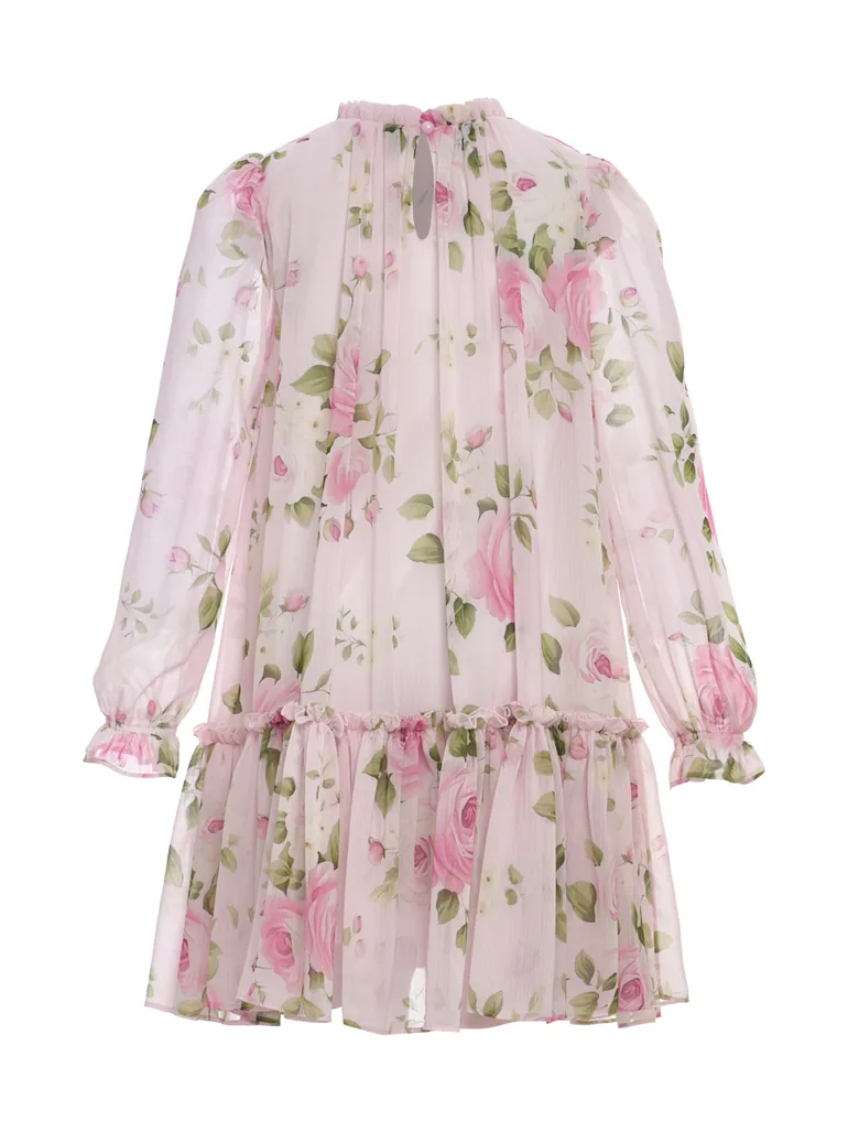 Dress & Fleur Girls Rose Print Occasion Dress in Ivory - 3