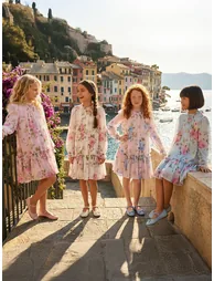Dress & Fleur Girls Rose Print Occasion Dress in Ivory - 1