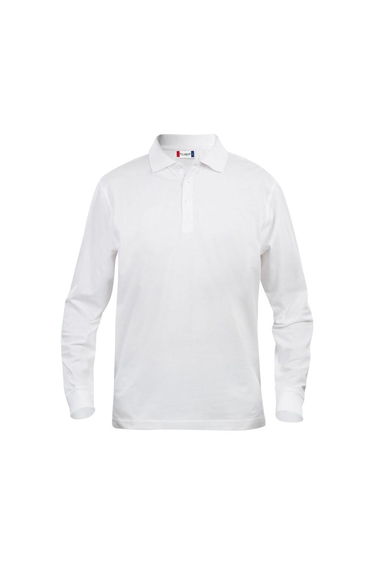 Clique Mens Classic Lincoln Long-Sleeved Polo Shirt - White