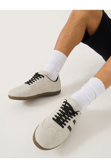Suede Upper Two Stripe Court Sneakers