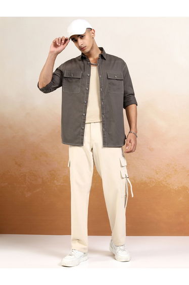 Relaxed Fit Collared Shirt with Pockets