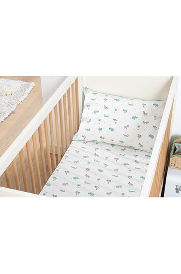 Savane Children's Fitted Sheet in Organic Cotton with 17cm Flap and Animal Print