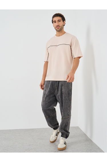 Contrast Seam Piping Detail Oversized T-Shirt