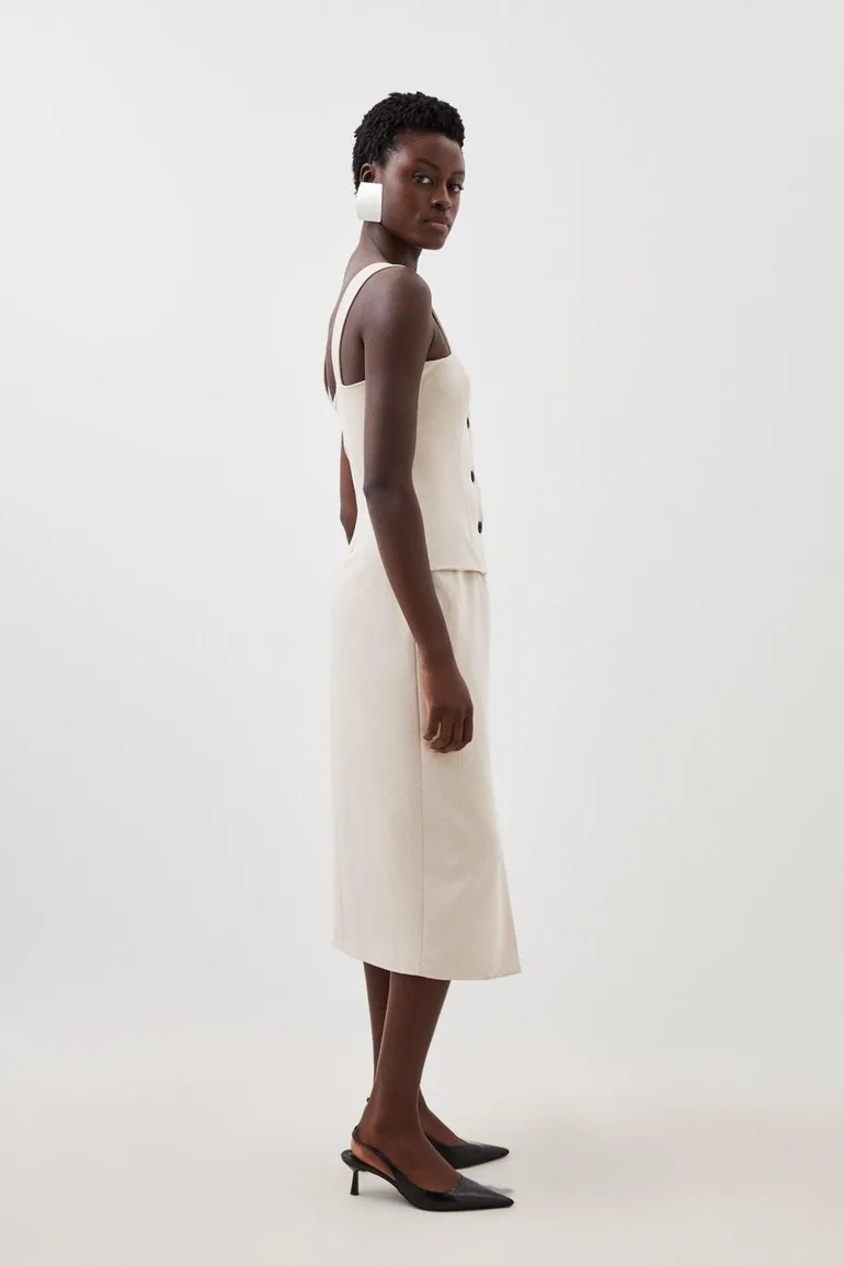 Karen Millen Beige Column Midi Dress - 2