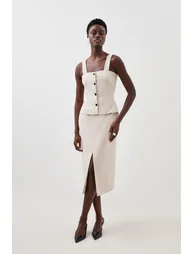 Karen Millen Beige Column Midi Dress
