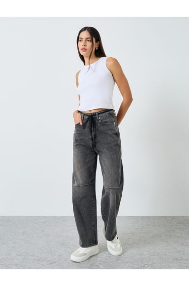 High Rise Cut and Sew Panel Jeans