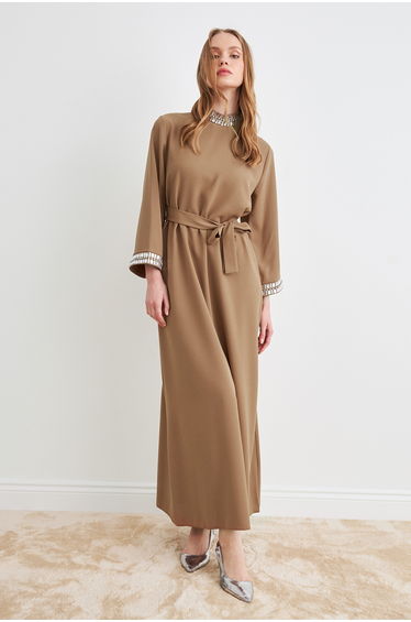 Beril Embellished Dress - Camel