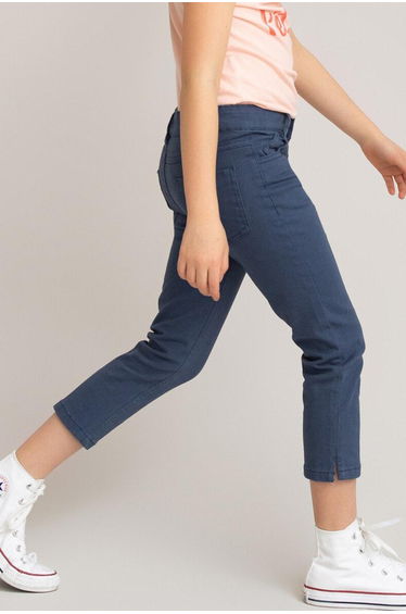 Slim Fit Cropped Trousers in Cotton