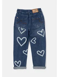Kendal Heart Print Mom Fit Jeans - 4