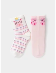 Girls' 2 Pack Animal Crew Socks - 1