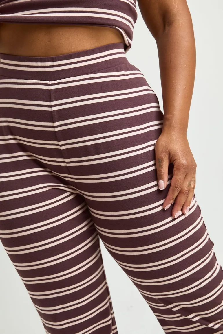 Plus Stripe Wide Leg Trousers - brown - 3