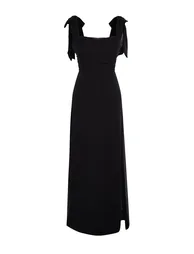 Black A-Line Carmen Neckline Chiffon Woven Evening Dress & Graduation Dress - 5