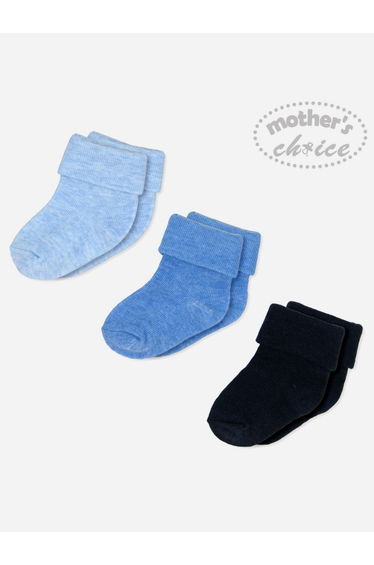 Pack of 3 - Baby Cotton Turn Head Socks 0-6M