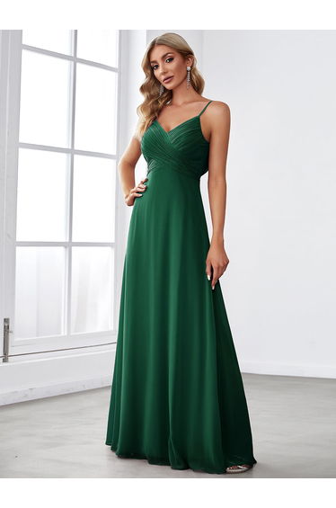 ever NOVA|Criss-Cross V-Neck Chiffon Backless A-Line Bridesmaid Dress