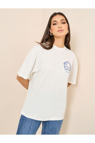Oversized Embroidered Longline 100% Cotton T-Shirt