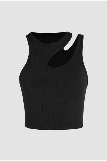 Asymmetrical Collar Crop Top
