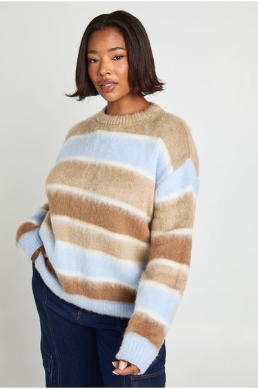 Plus Fluffy Oversized Jumper - baby blue