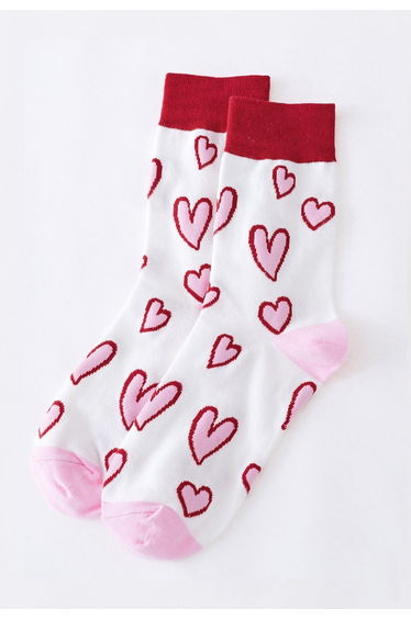 Pinky Heart Comfy Crew Socks