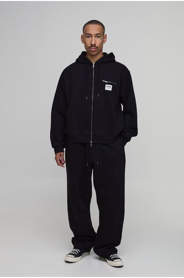 Oversized Boxy Carpenter Zip Through Barrel Leg Tracksuit - navy