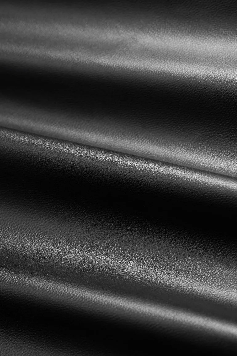 Faux Leather Contrast Shirred Waistband Wide Leg Pants - 4