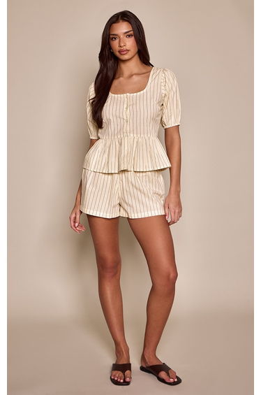 Yellow Stripe Cotton Shorts