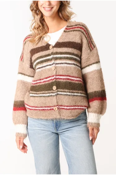 Multi Stripe Knit Cardigan