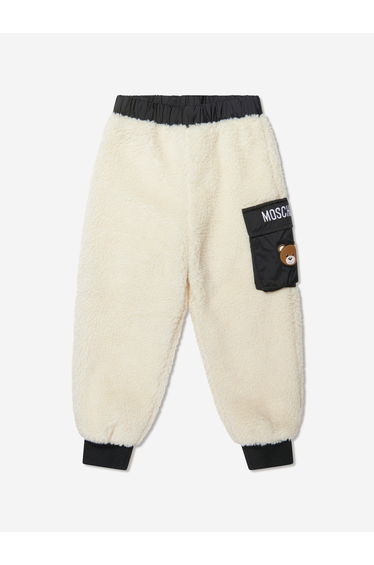 Kids Teddy Bear Pocket Joggers in Ivory