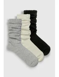3 Pack Soft Ribbed Slouchy Socks - multi