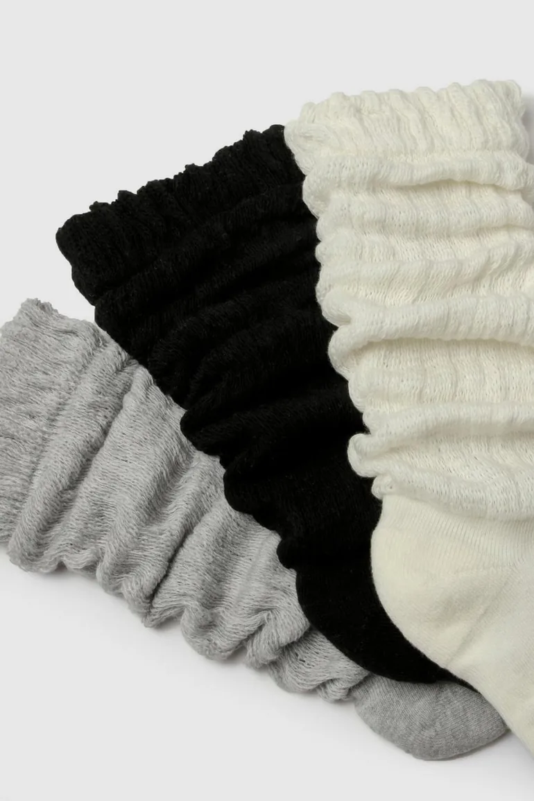 3 Pack Soft Ribbed Slouchy Socks - multi - 2