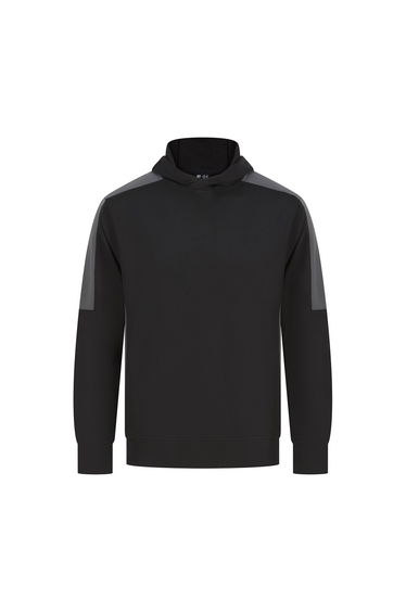 Finden & Hales Adult Contrast Panel Hoodie - Black/Gunmetal Grey