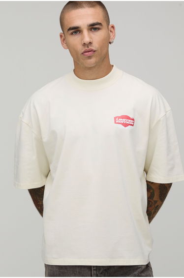 Ecru Oversized Boxy Printed T-Shirt - ecru
