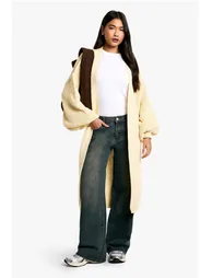 Oversized Balloon Sleeve Cardigan - stone