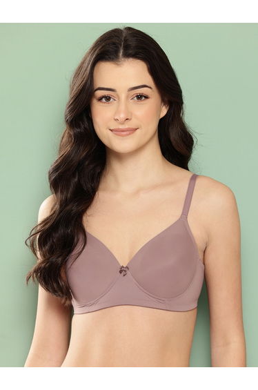 Brown Solid Lightly Padded Non Wired T-Shirt Bra